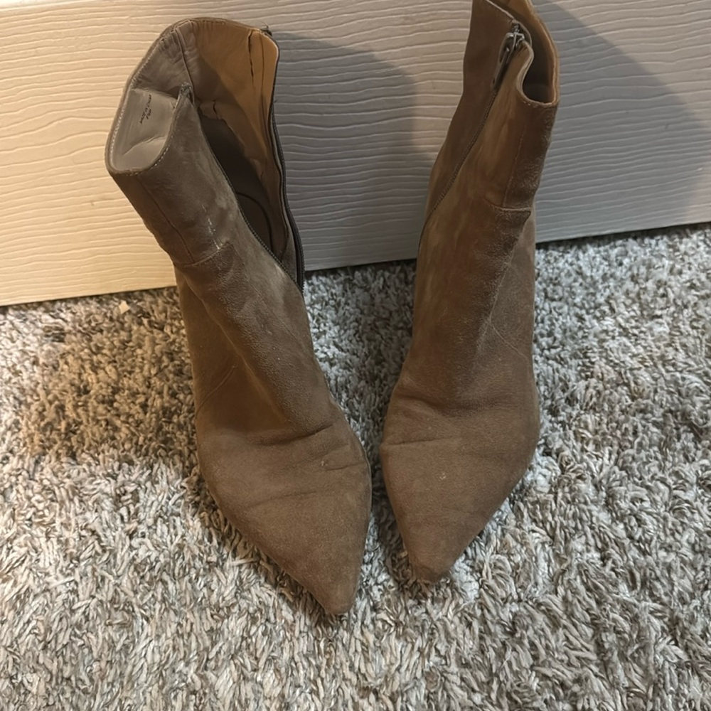 Leather tan suede booties